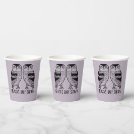 Twin Owls Niedlich Simple Chic CUSTOM BABY SHOWER Pappbecher