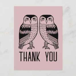 Twin Owls Niedlich Simple Chic CUSTOM Vielen Dank Postkarte