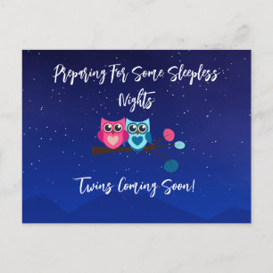 Twin Owls Pregnancy Ankündigung Postkarte