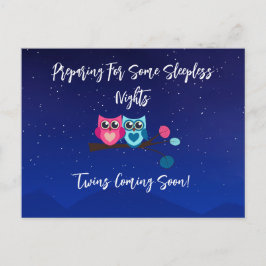 Twin Owls Pregnancy Ankündigung Postkarte