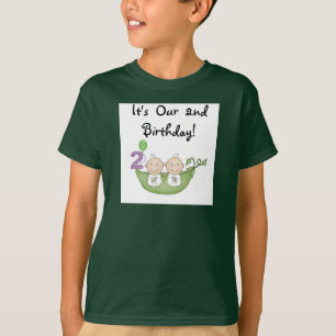 Twin Peas in a Pod 2e Anniversaire T-shirts et cad