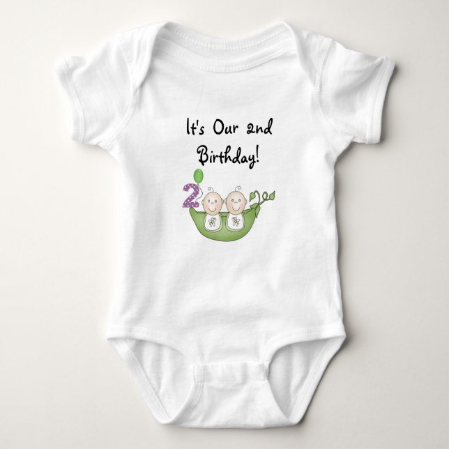 Twin Peas in a Pod 2e Anniversaire T-shirts et cad (Devant)