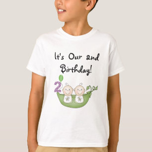 Twin Peas in a Pod 2e Anniversaire T-shirts et cad