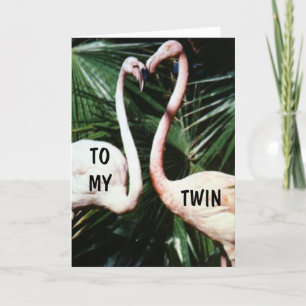 TWIN PINK FAMINGO SPASS BIRTHDAY CARD KARTE
