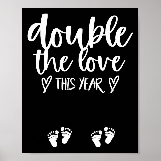 Twin Pregnancy Valentines Day Baby Announcement  Poster (Vorne)