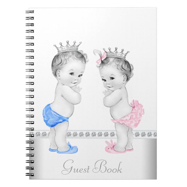 Twin Prince und Princess Baby Shower Gästebuch Notizblock (Vorderseite)