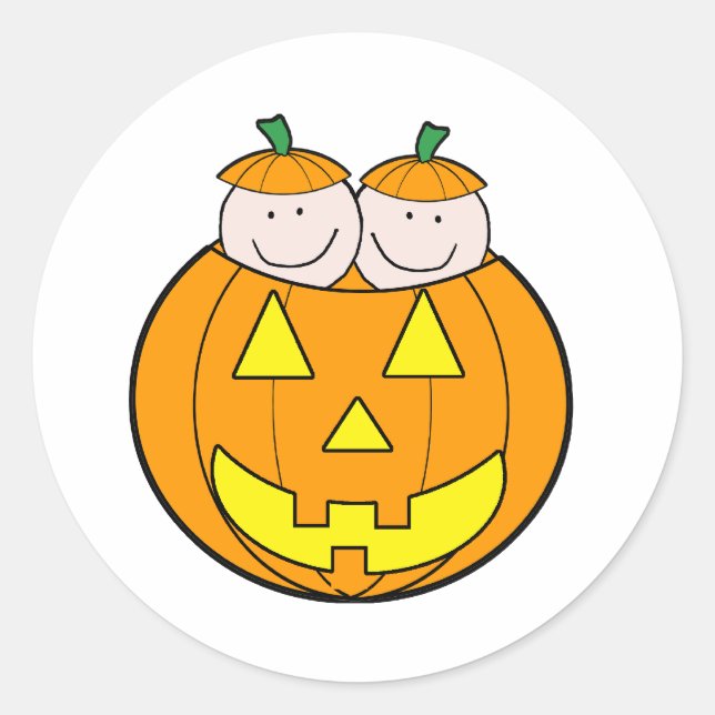 Twin Pumpkin Babies Graphic Runder Aufkleber (Vorderseite)