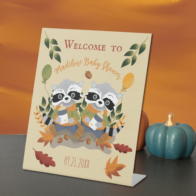 Twin Raccoons Babydusche Begrüßungsschild Sockelschild (Von Creator hochgeladen)