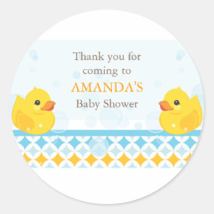 Twin Rubber Duckies Baby Duckies Favor Sticker