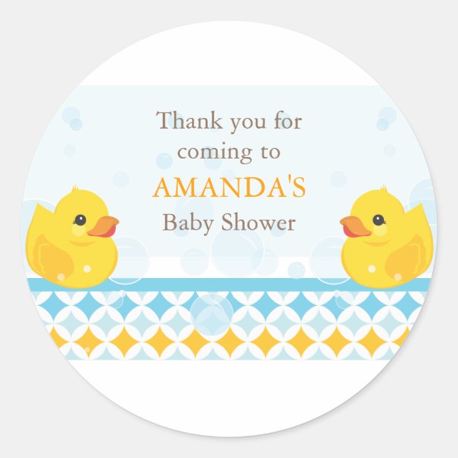 Twin Rubber Duckies Bébé Douche Favoriser Sticker (Devant)