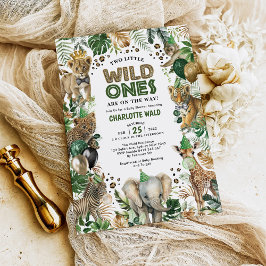 Twin Safari Party Animals Wild Ones Kinderdusche Einladung