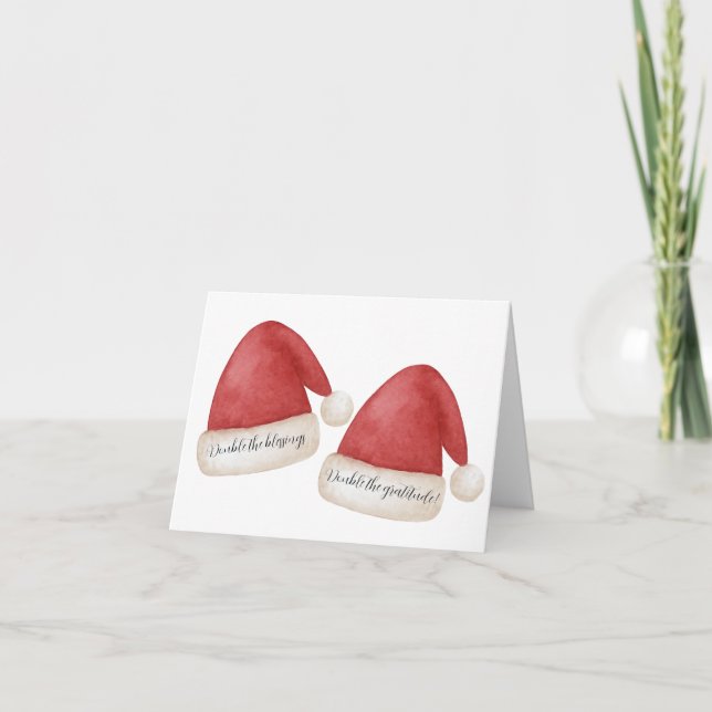 Twin Santa Babies Thank You Card Dankeskarte (Vorderseite)
