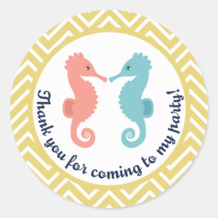 Twin Seahorses Swim Summer Party Merci Sticker