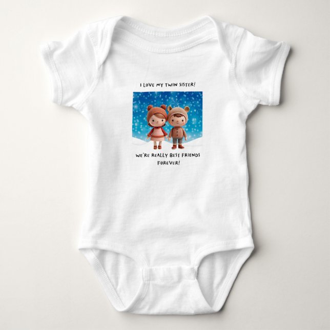 Twin Sibling Winter Design für Baby Boys Baby Strampler (Vorderseite)