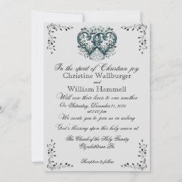 Twin Silver Hearts Christlich Wedding Einladung