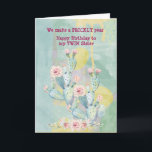 Twin Sister Birthday Watercolor Cactus Karte<br><div class="desc">A beautiful watercolor cactus card to send to your twin sister for your birthdays</div>