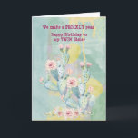 Twin Sister Birthday Watercolor Cactus Karte<br><div class="desc">A beautiful watercolor cactus card to send to your twin sister for your birthdays</div>