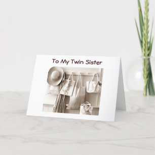 TWIN SISTER COUNTRY STILE BIRTHDAY WISHES KARTE