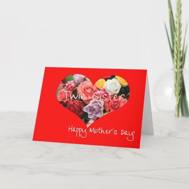 Twin Sister Happy Mother Day Rose Card Karte (Vorderseite)