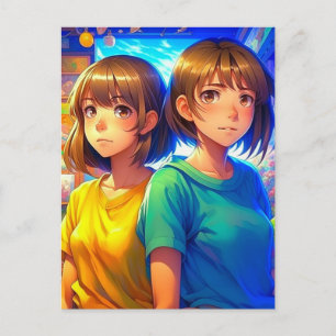 Twin Sisters   Anime Girls Postkarte