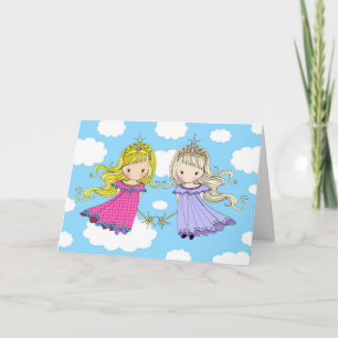 Twin Sisters Birthday Card Fairy Princess Karte