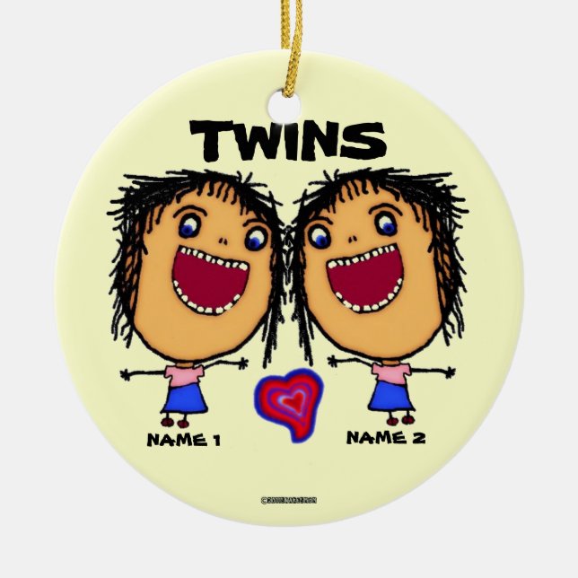 Twin Sisters Cartoon Keramik Ornament (Vorne)