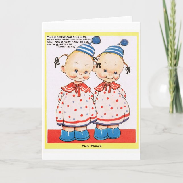 Twin sisters Happy birthday greeting Karte (Vorderseite)