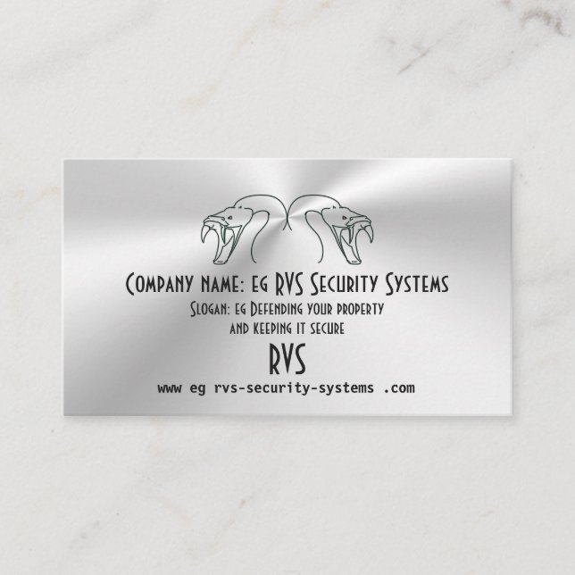 Twin Snake Heads Logo, Fangs Bared - Security Busi Visitenkarte (Vorderseite)