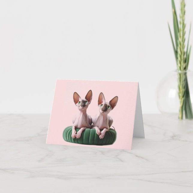 Twin Sphynx jede gelegentliche Grußkarte Karte (Vorderseite)