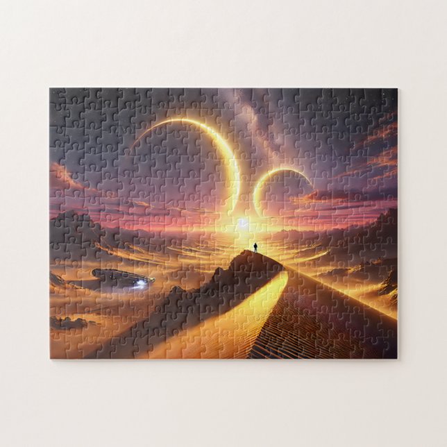 Twin Suns Desert Sci-Fi Alien Landscape (Horizontal)