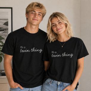Twin Thing Schwarz-Moderne Anpassung T-Shirt