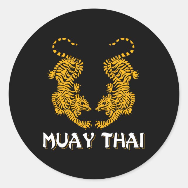 Twin Tiger Sak Yant Muay Thai Fighter Mial Runder Aufkleber (Vorderseite)