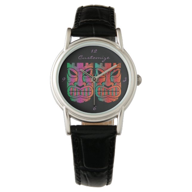 Twin Tiki Skulptur Thunder_Cove Armbanduhr (Vorderseite)