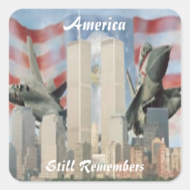 Twin Towers 9/11 Erinnerungsaufkleber Quadratischer Aufkleber (Vorderseite)