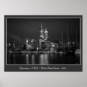 Twin Towers by Night Poster