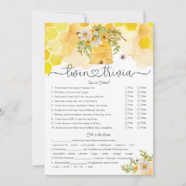 Twin Trivia Sweet as Can Bee Baby Shower Game Einladung