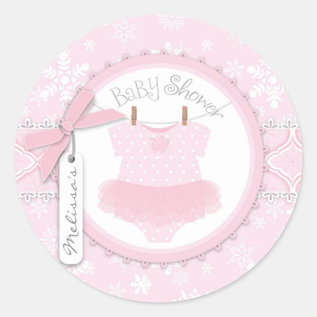 Twin Tutu Polka Dot Jumper & Winter Snowflake Runder Aufkleber (Vorderseite)