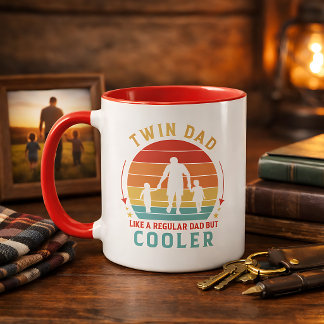 Twin-Vater Retro-Sonnenuntergang Kaffee  Tasse