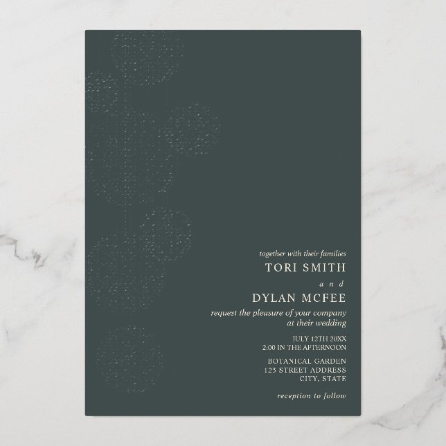 Twine Globes Emerald Mariage Foil Invitation (Recto)