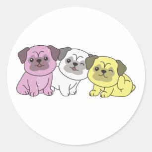 Twink Flag Mops Pride Lgbtq Niedliche Hunde Klassi Runder Aufkleber