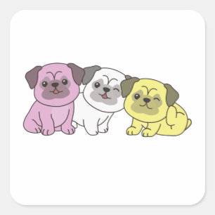 Twink Flag Mops Pride Lgbtq Niedliche Hunde Square Quadratischer Aufkleber