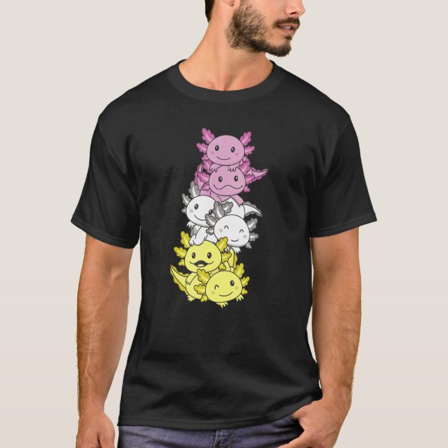 Twink Flag Pile Pride Lgbtq Axolotls Niedlich Twin T-Shirt (Vorderseite)