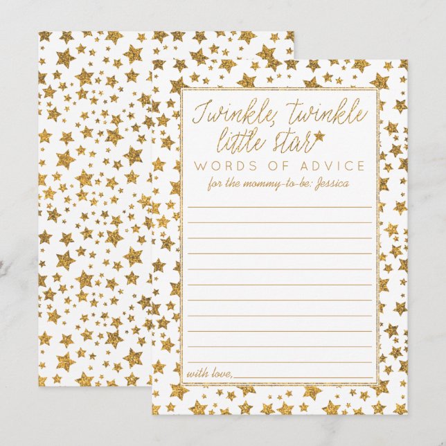 Twink, Twinkle Little Star Baby Duschbeilage Hinweiskarte (Vorne/Hinten)