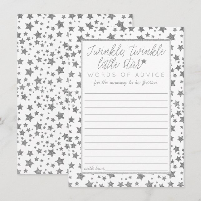 Twink, Twinkle Little Star Baby Duschbeilage Hinweiskarte (Vorne/Hinten)