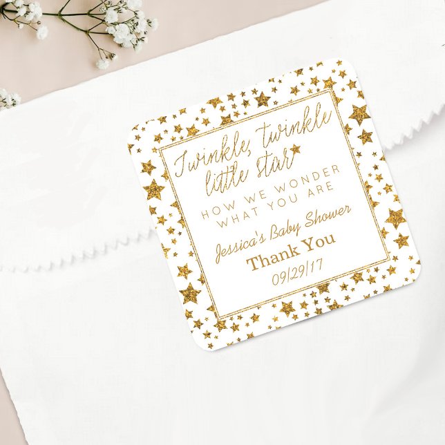 Twink, Twinkle Little Star Baby Dusche Danke Quadratischer Aufkleber (Von Creator hochgeladen)