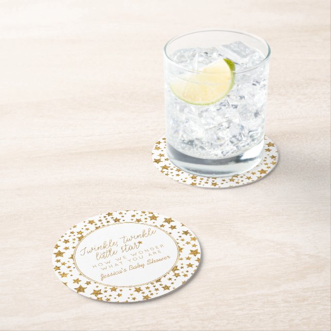 Twink, Twinkle Little Star Baby Dusche Runder Pappuntersetzer (Vor Ort)