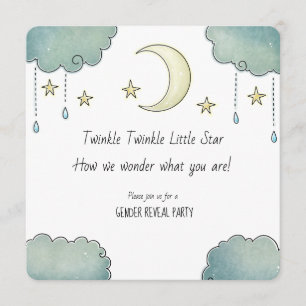 Twinke Twinkle Star Gender Reveal Babydusche Einladung