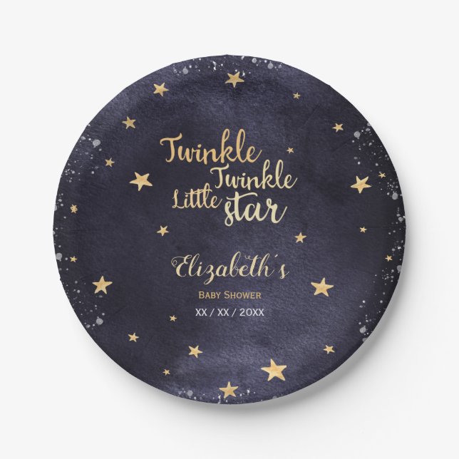 Twinkl-Stern geschlechtsneutrale Babydusche Pappteller (Vorderseite)