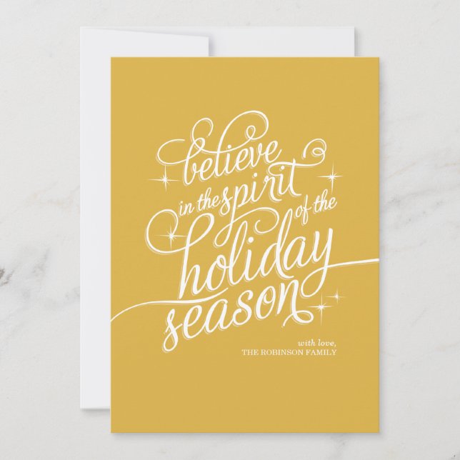 Twinkle 24KT Script Holiday Card Feiertagskarte (Vorderseite)