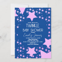 Twinkle Baby Shower Pinke Sterne Blaue Hintergrund
